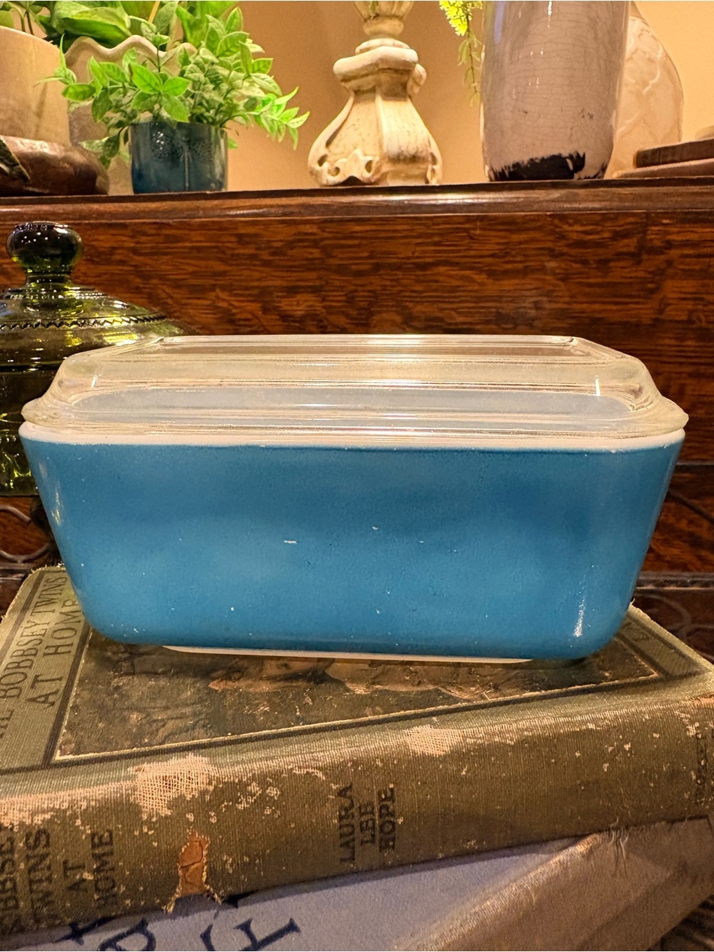 Vintage PYREX, 1950’s Blue with Lid, loaf shape, Home Kitchen